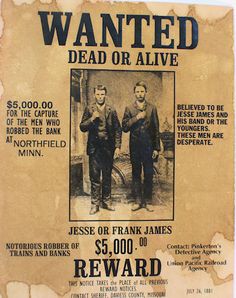 an old wanted dead or alive poster with two men standing next to each other and holding hands