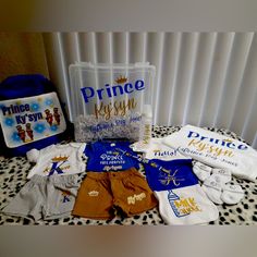 Personalized Medium Prince Baby Boy Bundle 3 Onesies 2 Pair Of Pants Or Shorts 2 Pair Of Socks 2 Bibs 1 Pacifier Clip 1 Baby Blanket 1 Baby Bag 1 Baby Box Great For A Baby Shower Gift Baby Boy Gift Baskets, Push Gifts, Boy Boy, Godparent Gifts, Baby Box, God Parents, Pacifier Clip, Boy Mom, Baby Boy Gifts