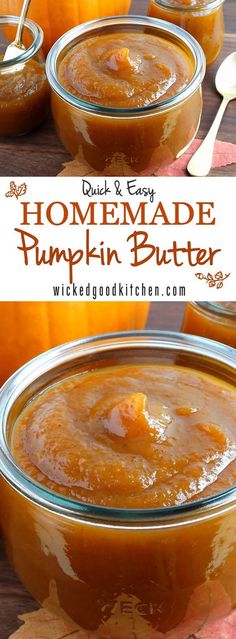 homemade pumpkin butter in jars with spoons