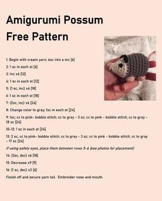 an amigurm possum crochet pattern with instructions