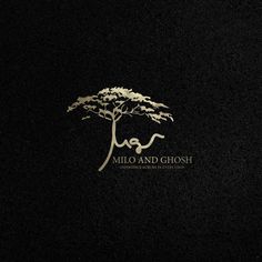 the logo for milo and ghosh is shown in gold on black paper