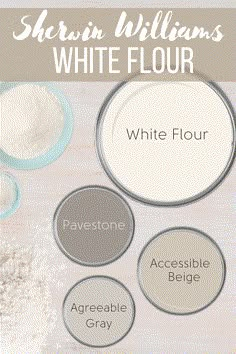 four different types of flour on a table with the words white flour written below them