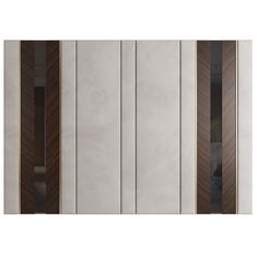 the doors are made of wood and white marble with metal handles on each one side