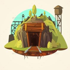 an illustration of a cave in the ground