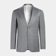 A mid-grey suit with a natural shoulder and sporty patch pockets, this classic single-breasted Havana is just at-home at an upscale wedding as it is at the office. Formal Gray Sport Coat With Suit Collar, Gray Sport Coat With Suit Collar For Formal Occasions, Wedding Suits With Welt Pockets And Lapel Collar, Classic Formal Suit, Wedding Suits With Welt Pockets, Classic Gray Suits For Wedding, Gray Notch Lapel Sport Coat For Formal Occasions, Classic Suits With Pockets In Suiting Fabric, Classic Formal Suit With Pockets