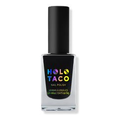 Crme Nail Polish - CREME NAIL POLISH ONE-COAT BLACKFeaturesUltra-dark black polish with a creme formulaFull coverage in 2 to 3 coatsIncludes a medium-width rounded crme brush10-freeFormulated WithoutFormaldehyde, toluene, DPB (dibutyl phthalate), formaldehyde resin, camphor, ethyl tosylamide, xylene, triphenyl phosphate, MIT (methylisothiazolinone) and parabens - Crme Nail Polish Holo Taco, Pink Polish, Black Polish, Ulta Beauty, Black Coat, Dark Black, Makeup Nails, Acrylic Nails, Tacos