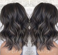 Smokey ash brown balayage Smokey Ash Brown Balayage, Hairstyles For Thick Wavy Hair, Gray Highlights, Ash Brown Balayage, Thick Wavy Hair, Balayage Hair Dark, Brown Balayage