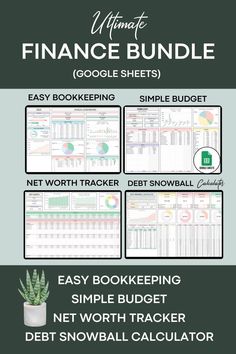 the ultimate finance worksheet bundle with text overlays and an image of a plant