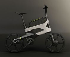 an electric bike is shown on a dark background with no people around it and the wheels are black