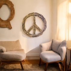 Driftwood Peace Sign Wreath - 20-in - Mellow Monkey Peace Sign Wreath, Holiday Toys, Drift Wood, Mirrored Furniture, Beach Home, Cottage Decor, Peace Sign, Decor Lighting, Candle Gift