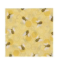 bees and honeycombs on yellow background