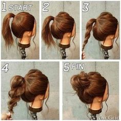 Casual Updo, Fishtail Braids, Updo Styles, Hair Homecoming, Fast Hairstyles, Medium Long Hair, Penteado Cabelo Curto, Hairstyles Black