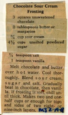 an old recipe for chocolate sour cream