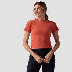 Our Stoic Tiny T-Shirt is that one top that can bring it all together. We constructed this tiny tee with a ribbed cotton blend for that perfect body-hugging fit that still lets us breathe and move easy, and the cropped crew design is the faultless partner for any bottom. Casual Ribbed Cropped Cotton T-shirt, Fitted Ribbed Short Sleeve Top, Ribbed Fitted Top T-shirt For Summer, Ribbed Fitted Crew Neck Top, Everyday Ribbed Stretch Tops, Summer Ribbed Fitted T-shirt, Everyday Stretch Ribbed Tops, Basic Ribbed Fitted Top, Basic Fitted Ribbed Top