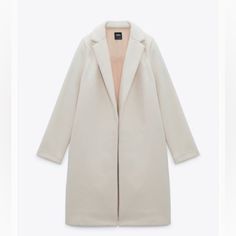 Beautiful Medium-Weight Ecru Coat W Lapels. Never Worn. Plain Beige Outerwear For Spring, Beige Plain Outerwear For Spring, Chic Plain Spring Outerwear, White Cream, Cream White, Medium Weight, Duster Coat, Jackets For Women, Jackets & Coats