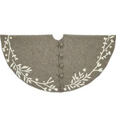 a gray and white shawl with flowers on it