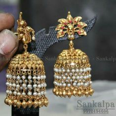 Pearl Jumkha Earrings, 22 Carat Gold Jewellery, Fancy Jewelry Necklace, Pearl Jewelry Design, Gold Bridal Jewellery Sets