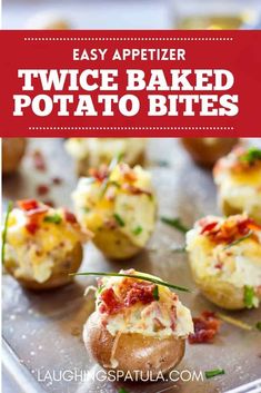 twice baked potato bites on a baking sheet with text overlay