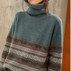 Wool Sweater Women, Long Sleeve Chiffon Dress, Long Sleeve Sweaters, Wool Sweaters Womens, Woolen Sweaters, Oversized Turtleneck Sweater, Cashmere Sweater Women, Thick Sweaters, Stylish Sweaters