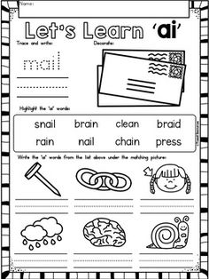 a worksheet with words and pictures on it