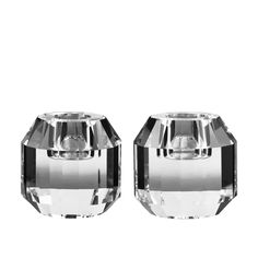 pair of crystal candle holders on white background