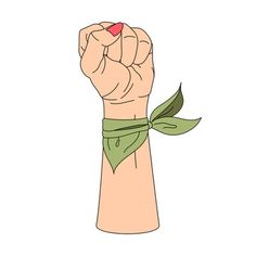 a fist with a green ribbon around it