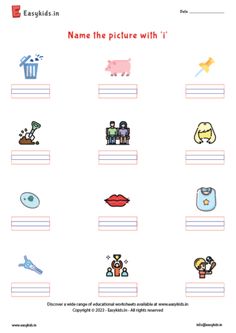 worksheet with pictures and words for children