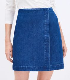 A mod-chic wrap silhouette done in cool denim, this flattering skirt is a fresh twist on a closet must-have. Hook closures at waist.,Fabric:Fabric: Fluid woven,Hit:Hit: Mini - Hits above the knee,Imported:Imported,Fit:Fit: Shift - fits straight and relaxed,Length:17 1/2" long Loft Petite Denim Wrap Skirt Size 00 Clean Dark Wash Women's by Loft Size Petite - 00 Clean Dark Wash Women's Straight, Skirts 2024 Energy, Loft Store, Denim Wrap Skirt, Cool Denim, Denim Skirt Outfits, Skirt Outfits, Wrap Skirt, Above The Knee, Elegant Fashion