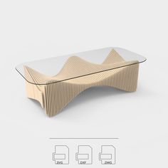 a coffee table that has been designed to look like waves on the top and bottom