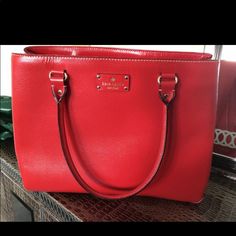 Brand New Tags Attached Kate Spade Bag Gorgeous Red Color Big To Fit Anything Inside! 16wx2.5hx6d Classic Red Shoulder Bag For Errands, Classic Red Office Bags, Kate Spade Red Rectangular Shoulder Bag, Kate Spade Red Satchel Bag, Kate Spade Luxury Red Bag, Kate Spade Red Shoulder Bag For Formal Occasions, Red Kate Spade Shoulder Bag For Formal Occasions, Kate Spade Red Formal Shoulder Bag, Kate Spade Red Formal Bag