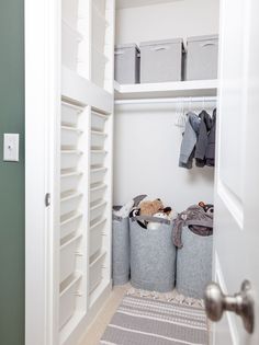 the closet is clean and ready to be used as a storage area for clothing or other items