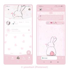 an image of the pink bunny theme on this phone screen, which is also for texting