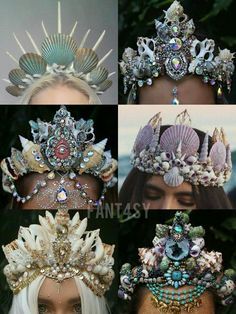 Costumes Faciles, Unicorn Costume Kids, Seashell Crown, Crystal Crown Tiaras, Halloween Decor Diy, Handmade Mermaid, Mermaid Crown, Unicorn Crafts