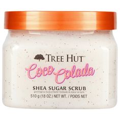 Tree Hut Coco Colada, Shuffle Ideas, Coco Colada, Coconut Body Scrubs, Shea Sugar Scrub, Exfoliating Body Scrub, Sugar Body Scrub, Macadamia Oil, Sugar Body