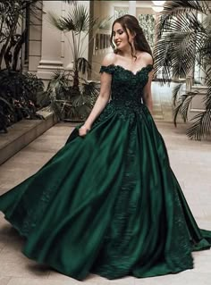 Green Ball Gown, Satin Ball Gown, Green Prom, Gown Prom, Green Prom Dress, Sweet 16 Dresses