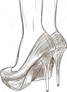 a drawing of a woman's high heeled shoe with the bottom part showing