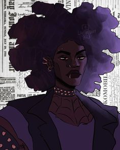 an illustration of a woman with purple hair