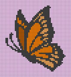 an orange and black butterfly on a purple background