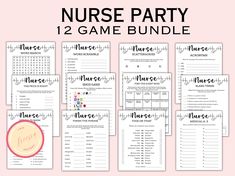 printable nurse party game bundle for nurses