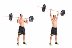 a man is doing a barbell squat with one hand and the other holding a barbell