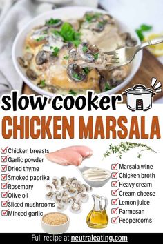 a poster with instructions to make slow cooker chicken masala