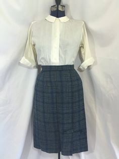 Blue Blood Skirt - Size Small - Vintage Skirt - Vintage Secretary - 50's Skirt - 60's Skirt - Schoolgirl Skirt - Vintage Rockabilly Skirt by SweetBabyJaneCo on Etsy 60s Skirt, Rockabilly Skirt, 50s Skirt, Vintage Secretary, Blue Plaid Skirt, Kick Pleat, Blue Bloods, Things To Sew, Vintage Rock