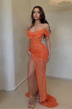 We could custom made 70+ colors & all sizes, if you do not not find the color name listed, pls leave message on special instruction to note the exact color you need.Also custom size is available, if you need your dress customized, pls... Prom Dress Orange, Orange Prom Dress, Orange Mermaid, Wedding Sides, Prom Dress Mermaid, Orange Prom Dresses, Stylish Gown, Mermaid Sequin, Dress Mermaid