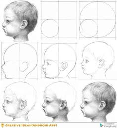 the steps to draw a child's head