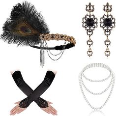 Season:All Seasons; What's in the box:Gloves,Headband,Necklace,Earrings; Types:Outfits; Style:1920s,The Great Gatsby; Occasion:Halloween; Material:Feather; Characters:The Great Gatsby; Listing Date:10/10/2023 Gatsby Party Outfit Women 1920s Style, Gatsby Party Outfit Women, 20s Headpiece, 20s Accessories, Blossom Costumes, 1920s Flapper Costume, Gatsby Accessories, 1920s Accessories, Flapper Accessories