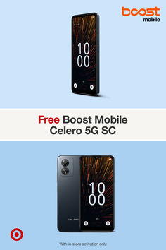 two phones with the text free best mobile celero 5g soc