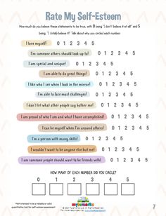 a printable worksheet for the rate my self - listen