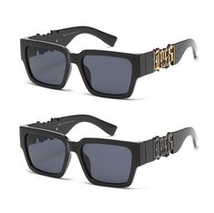 These sunglasses from LOCS Hardcore Shades  offer UV400 protection, retro style black plastic  frames and rectangle dark polycarbonate lenses.  They have big LOCS logo in gold and gun metal  colors on both temples.    Great for any kind of outdoor or sport activities.   Free shipping in the United States. Streetwear Shield Sunglasses With Tinted Lenses, Big Shades Sunglasses Black, Loc Sunglasses, Big Locs, Big Chunky Black Sunglasses, Locs Sunglasses Gangsters, Locs Sunglasses, Gangster Style, Sport Activities