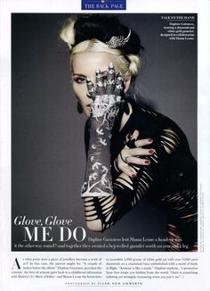 Daphne Guinness. Eye Symbolism, Ahs Hotel, Hand Jewellery, Eccentric Style, Rings Hand, Cruella Deville, Fashion Bible, Gothic Elegance