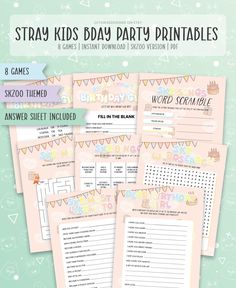 printable birthday party games and activities for kids to play on the internet or at home